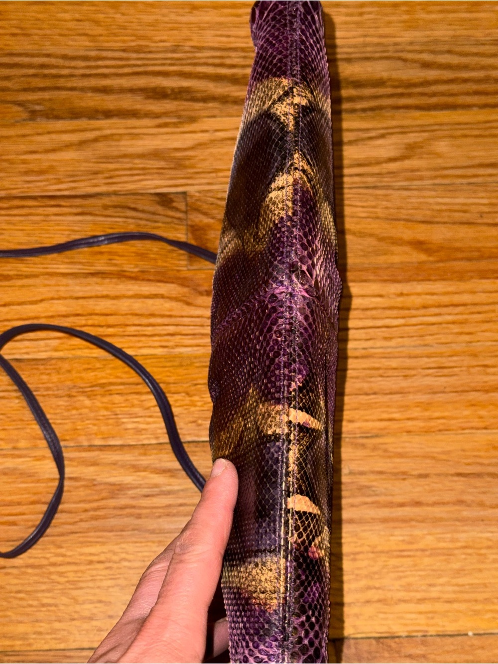 EUC Vintage Bags by Varon purple snakeskin clutch shoulder bag - Picture 7 of 10